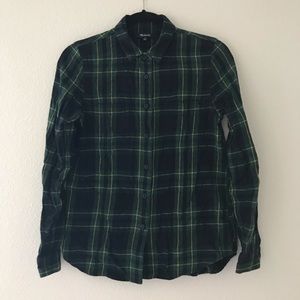 Madewell Green Plaid Long Sleeve Shirt